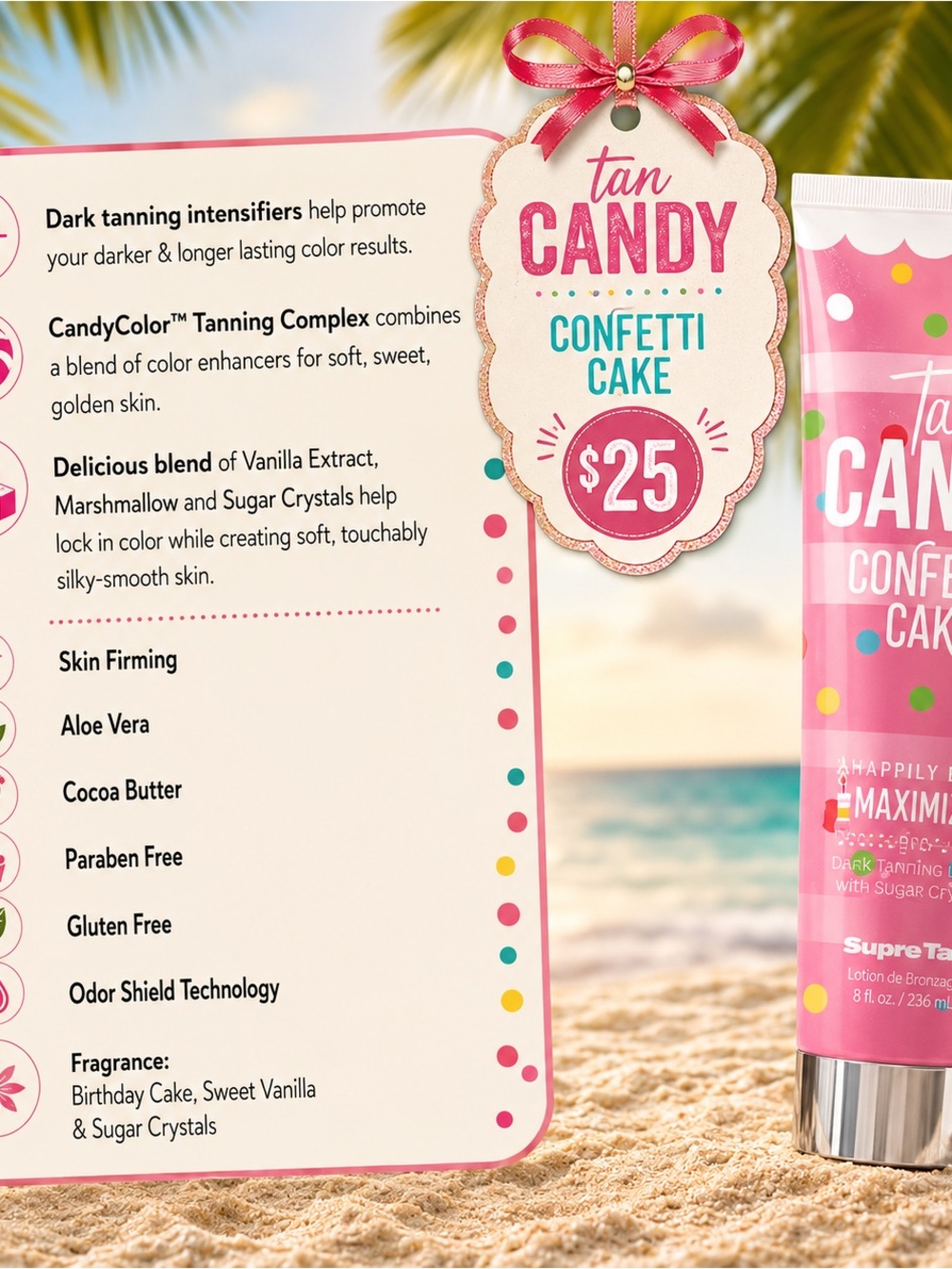 Confetti Cake Tanning Lotion - Pink